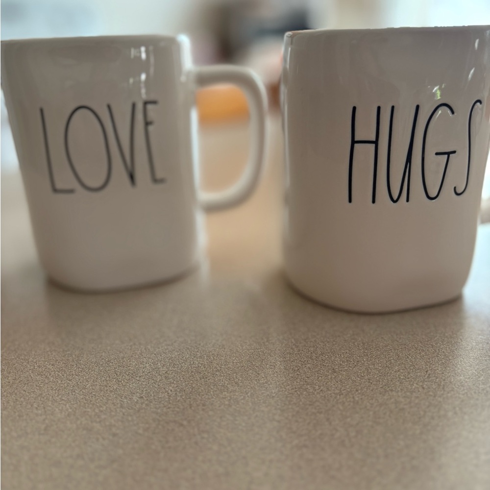 Rae Dunn White Mugs - Love & Hugs